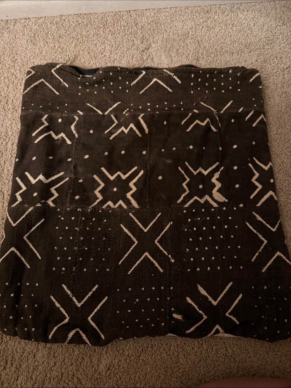 Vintage Black and Cream Geometric Throw Pillow Cover